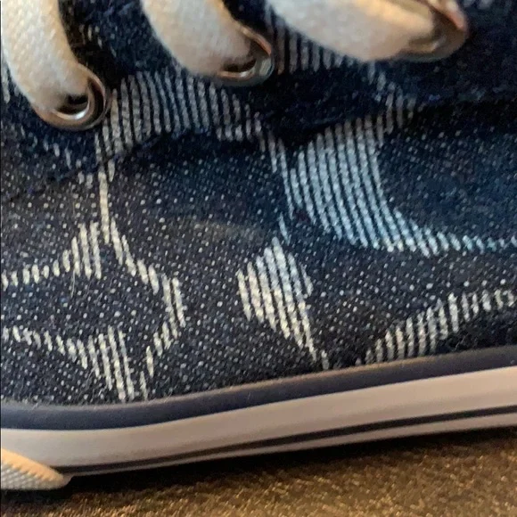 Coach Denim Logo High-Top Sneakers in Blue and White - Picture 5 of 10
